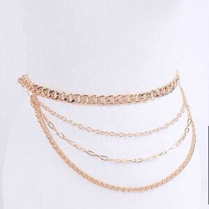 Plus Size Layer Chain Belt- Gold